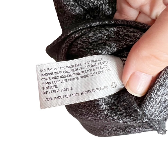 A New Day Charcoal Heather Gray Lace Up Neckline Blouse - Picture 12 of 13